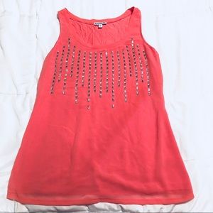 Coral Pink Express Rhinestone Tank Top Size Small
